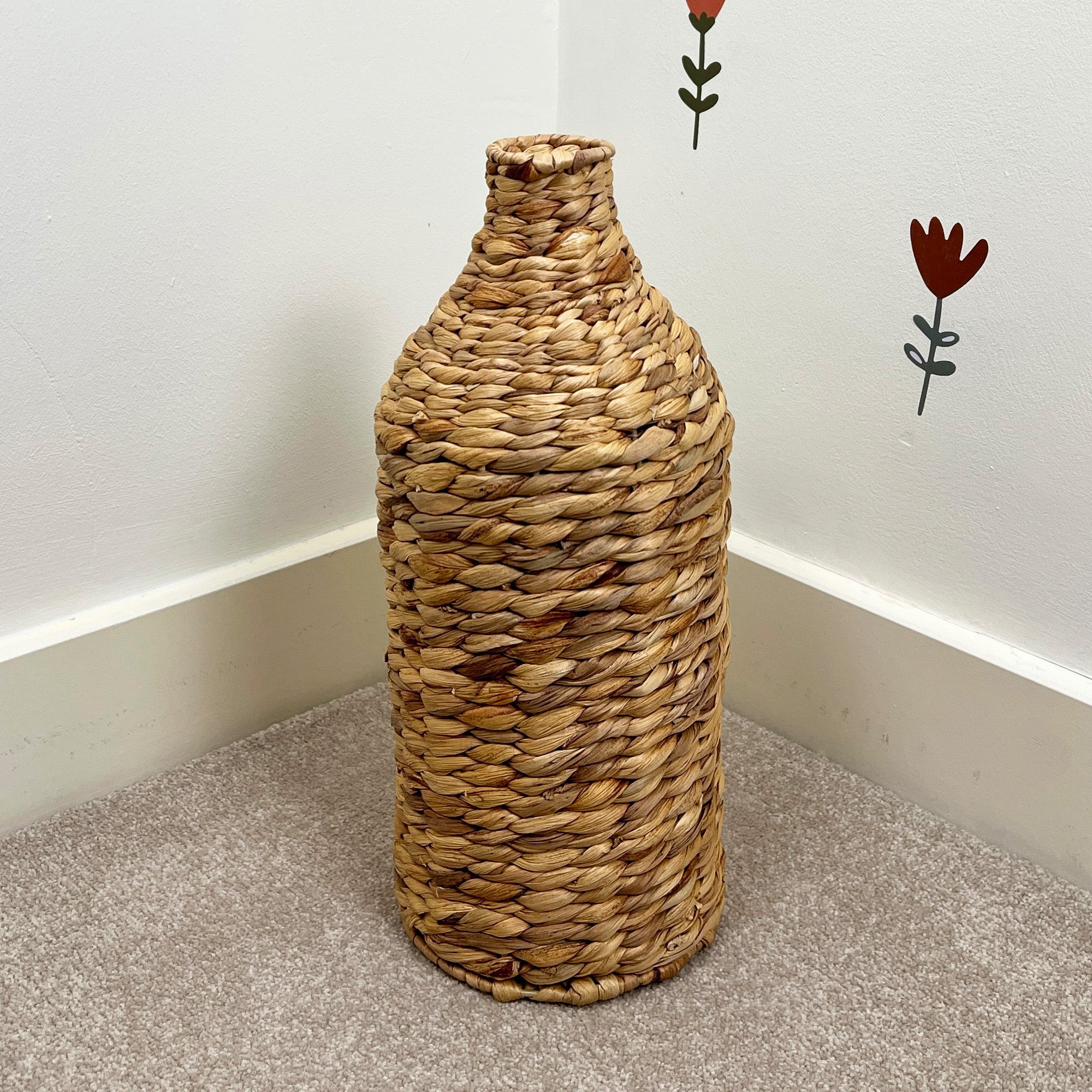 40cm Large Woven Water Hyacinth Floor Standing Vase