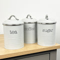 Grey Tea Coffee Sugar Storage Canisters - Metal