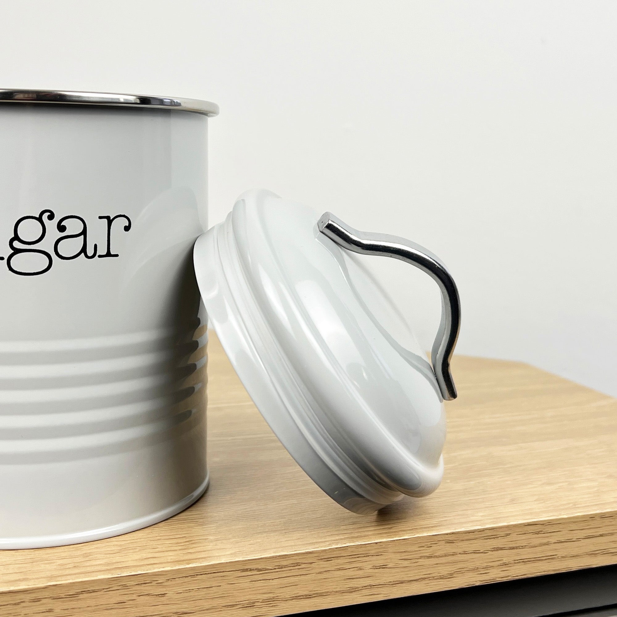 Grey Tea Coffee Sugar Storage Canisters - Metal