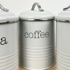 Grey Tea Coffee Sugar Storage Canisters - Metal