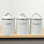 Grey Tea Coffee Sugar Storage Canisters - Metal