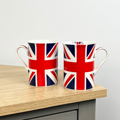 Set of 2 Union Jack UK Flag 250ml Mugs - Fine China
