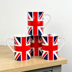 Set of 4 Union Jack UK Flag 250ml Mugs - Fine China