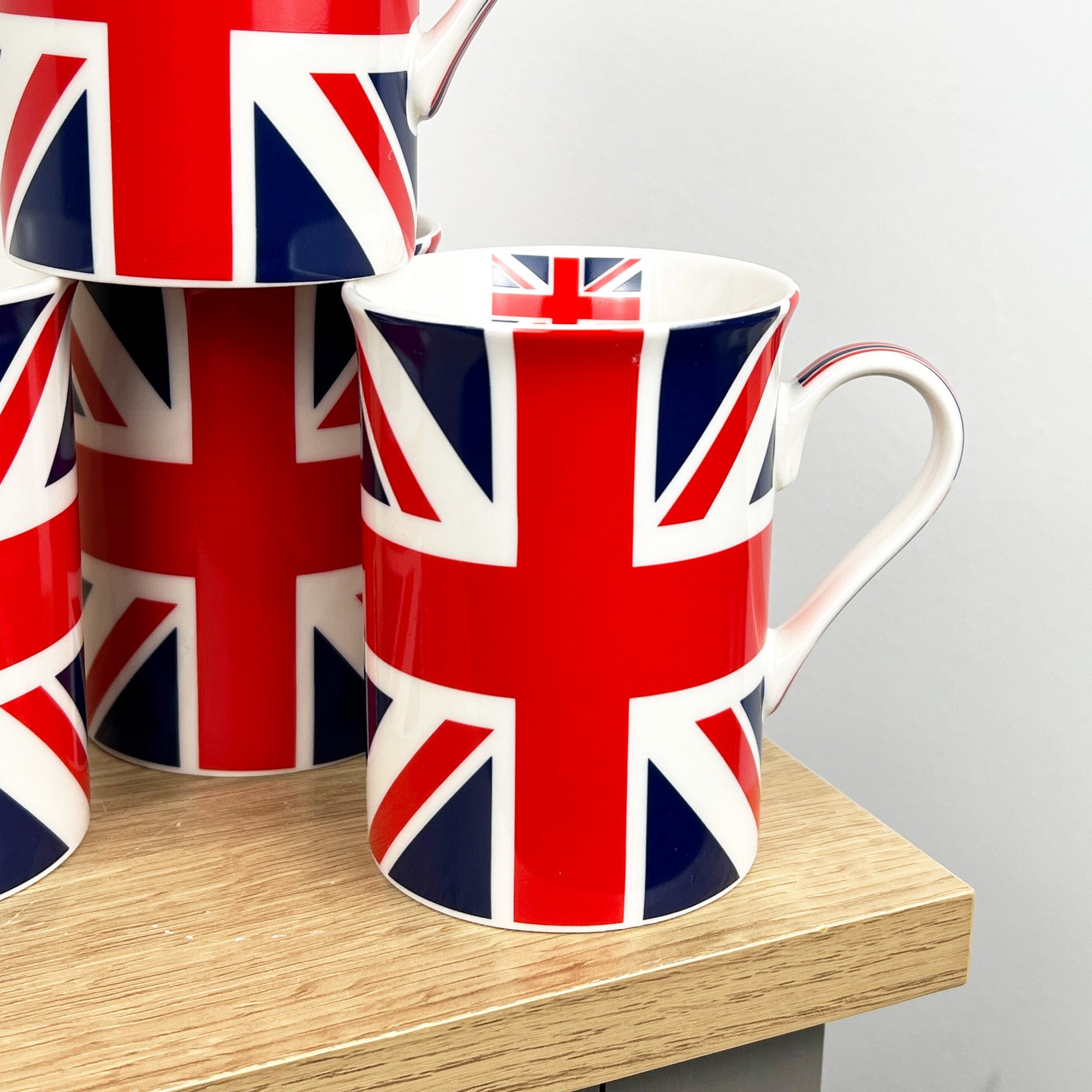 Set of 4 Union Jack UK Flag 250ml Mugs - Fine China