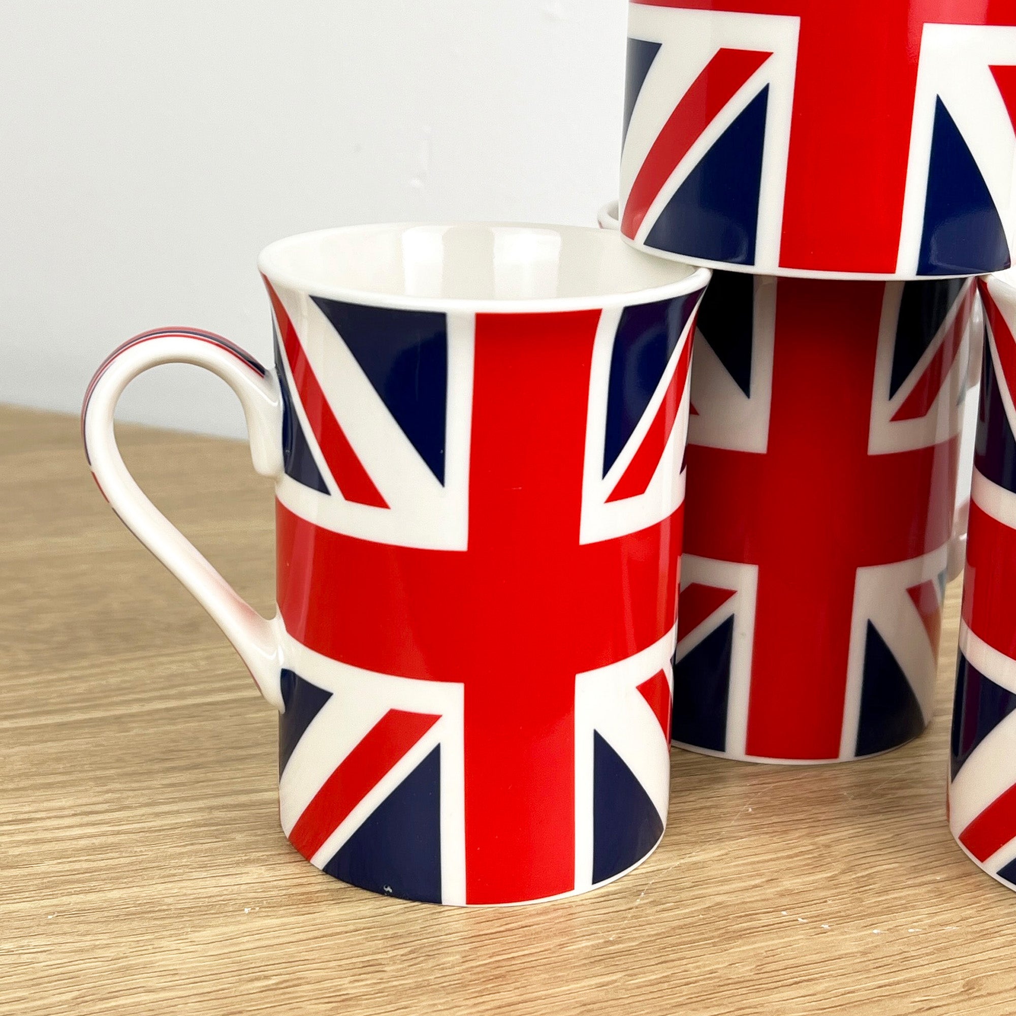 Set of 4 Union Jack UK Flag 250ml Mugs - Fine China