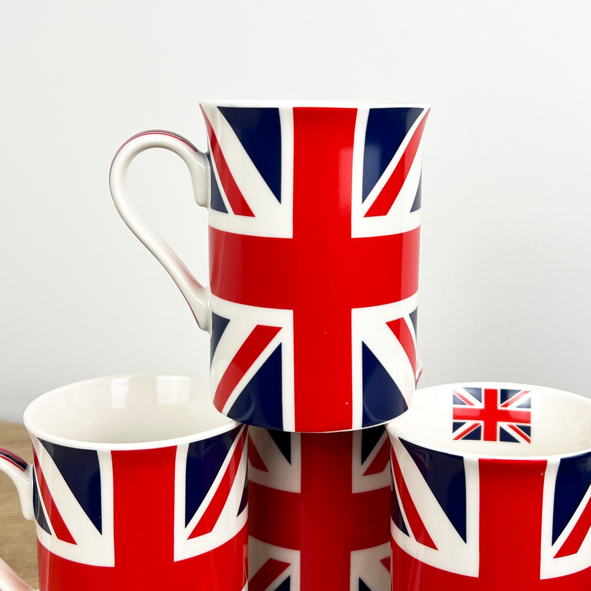 Set of 4 Union Jack UK Flag 250ml Mugs - Fine China