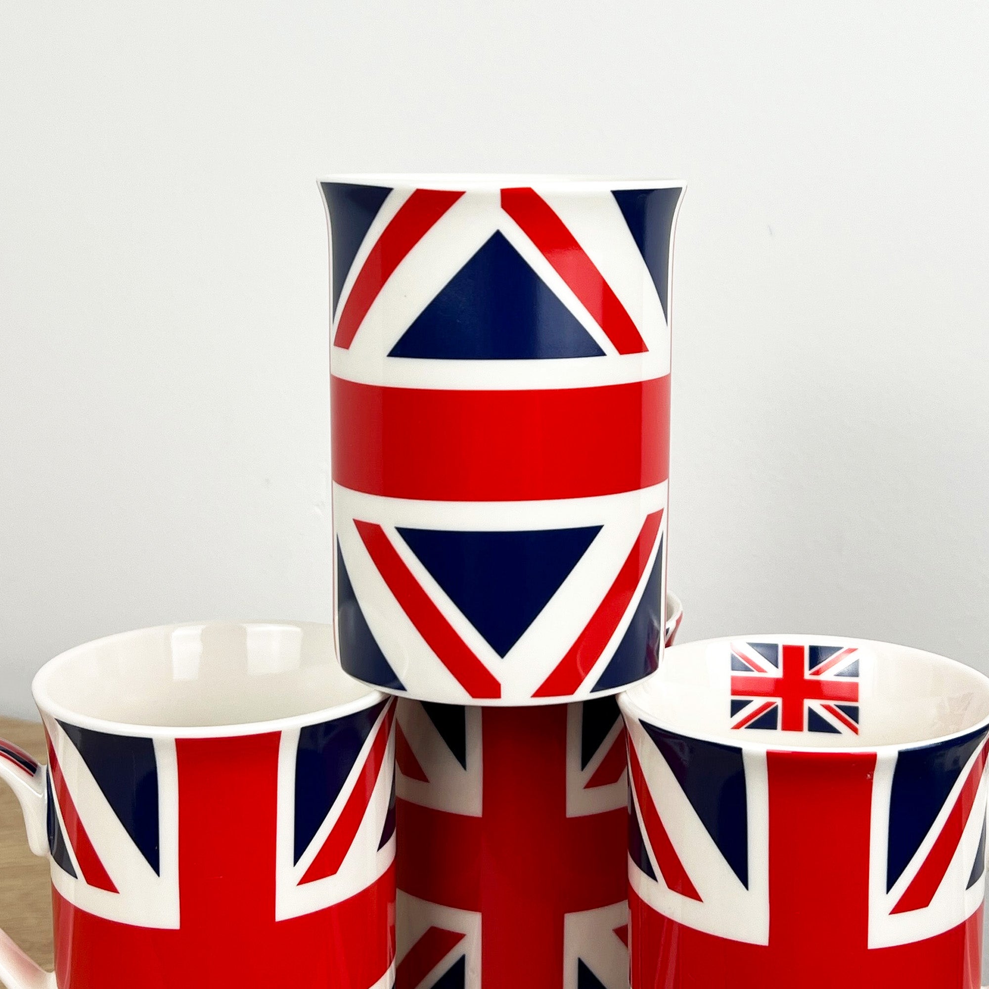 Set of 4 Union Jack UK Flag 250ml Mugs - Fine China