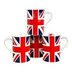 Set of 4 Union Jack UK Flag 250ml Mugs - Fine China