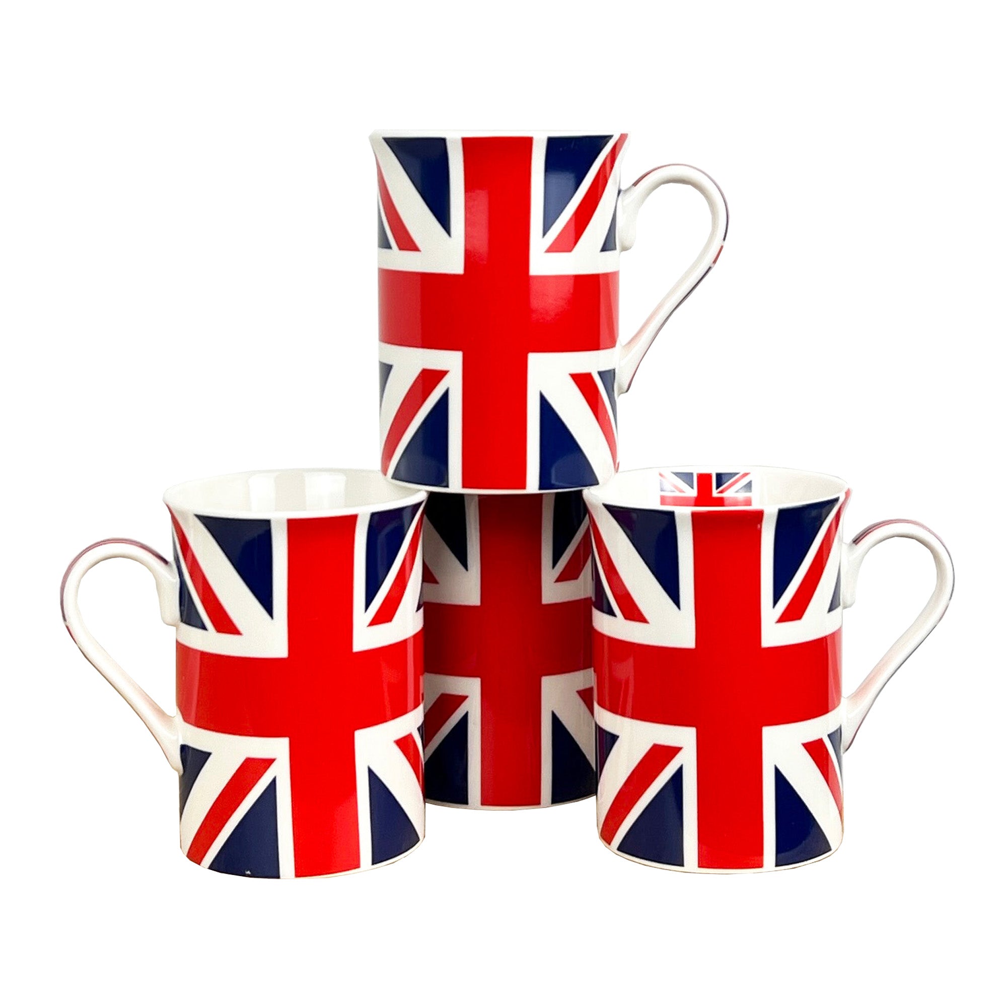 Set of 4 Union Jack UK Flag 250ml Mugs - Fine China