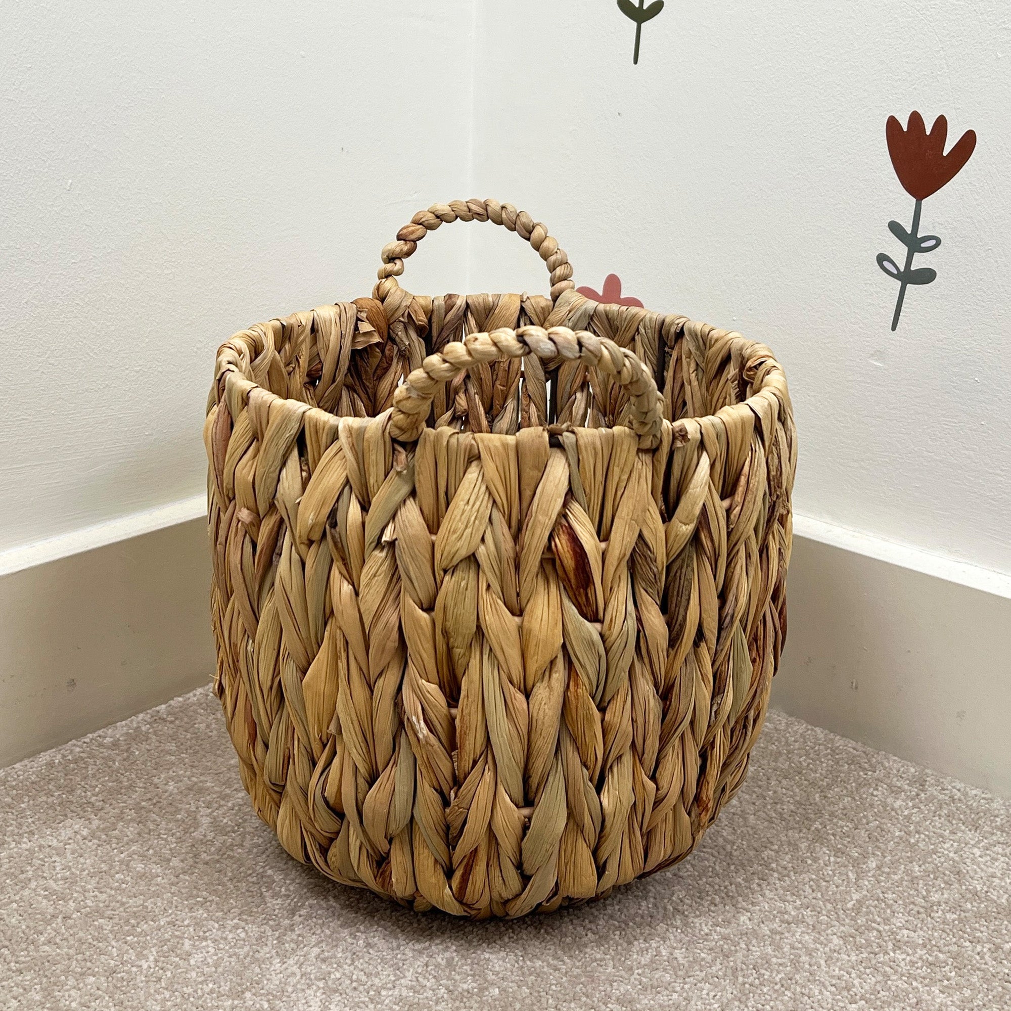 26cm Woven Water Hyacinth Basket Planter