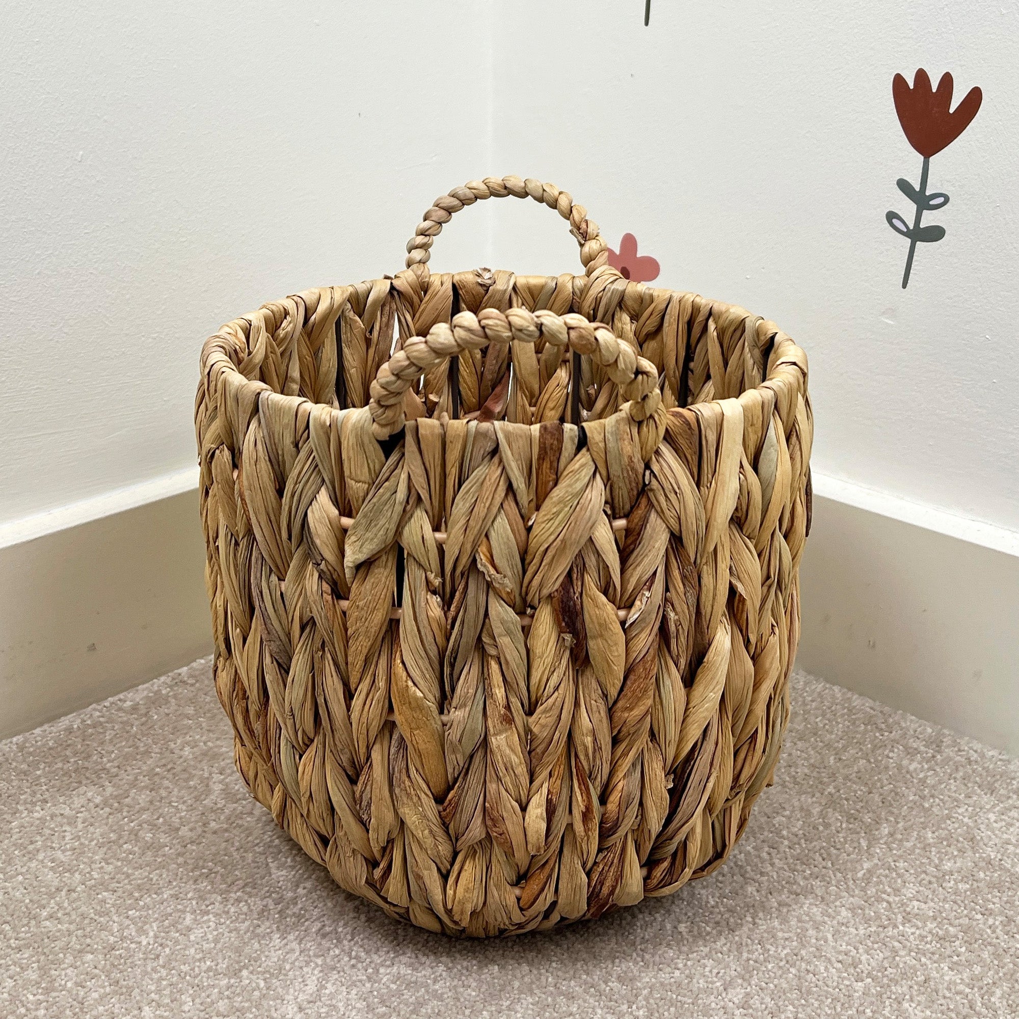 26cm Woven Water Hyacinth Basket Planter