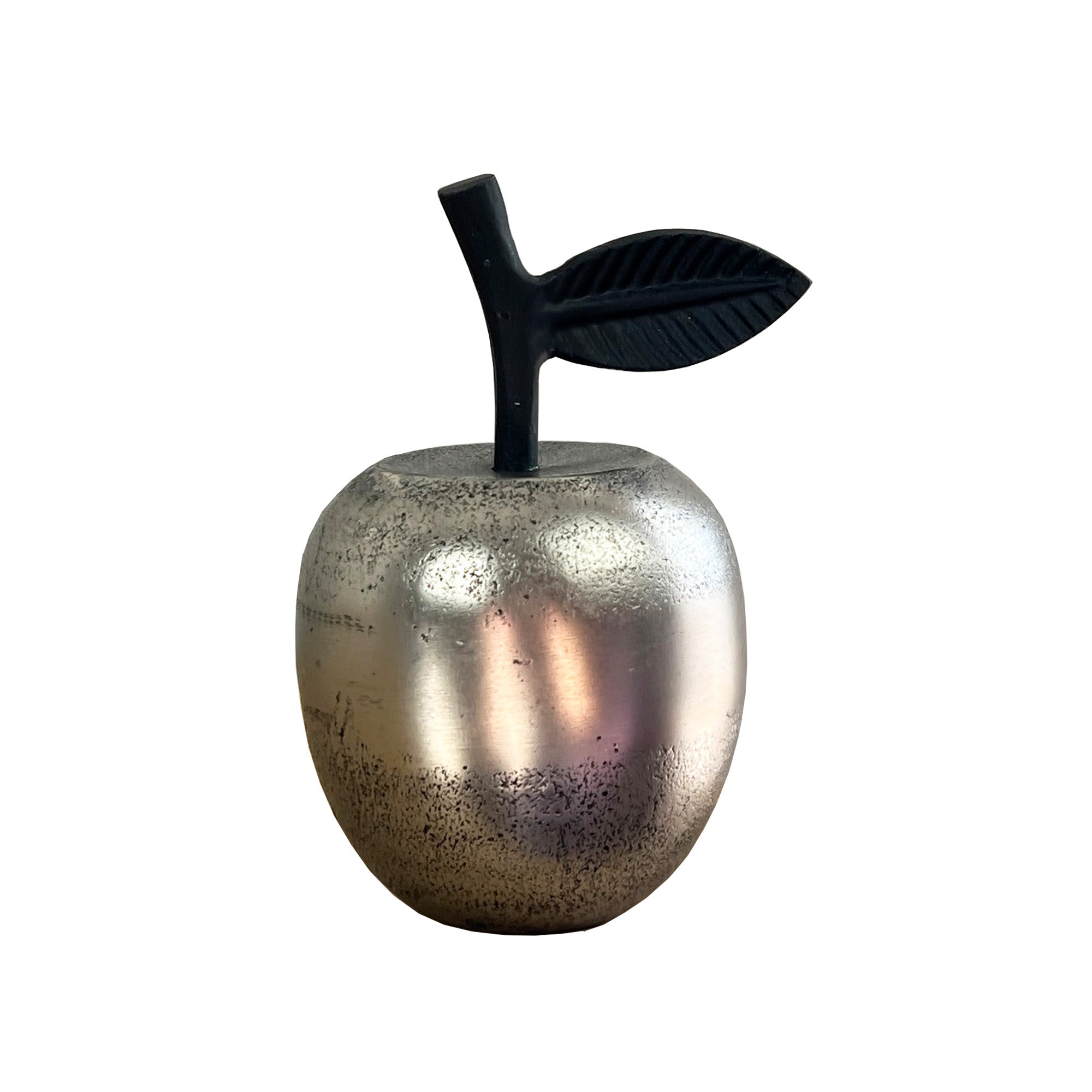 15.5cm Metal Apple Fruit Ornament – Silver