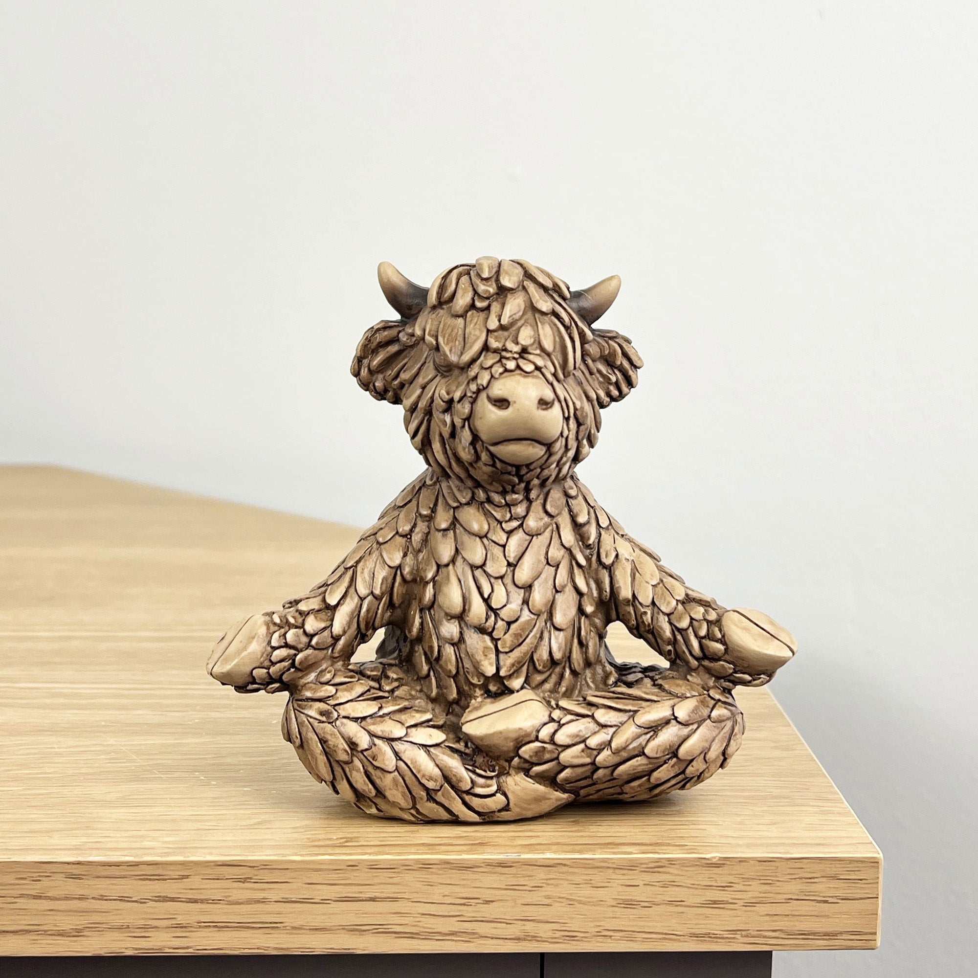 10.8cm Meditating Highland Cow Ornament - Resin
