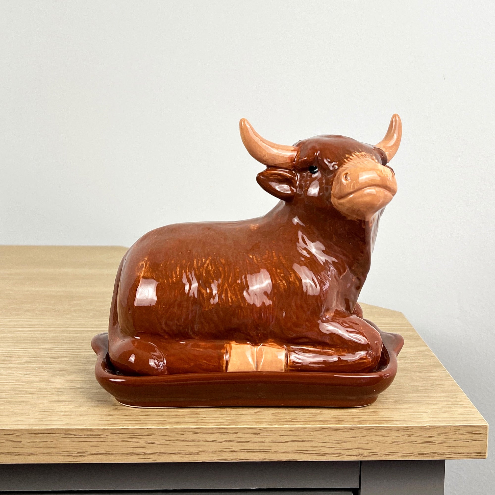 Highland Cow Shaped Butter Dish - Ceramic