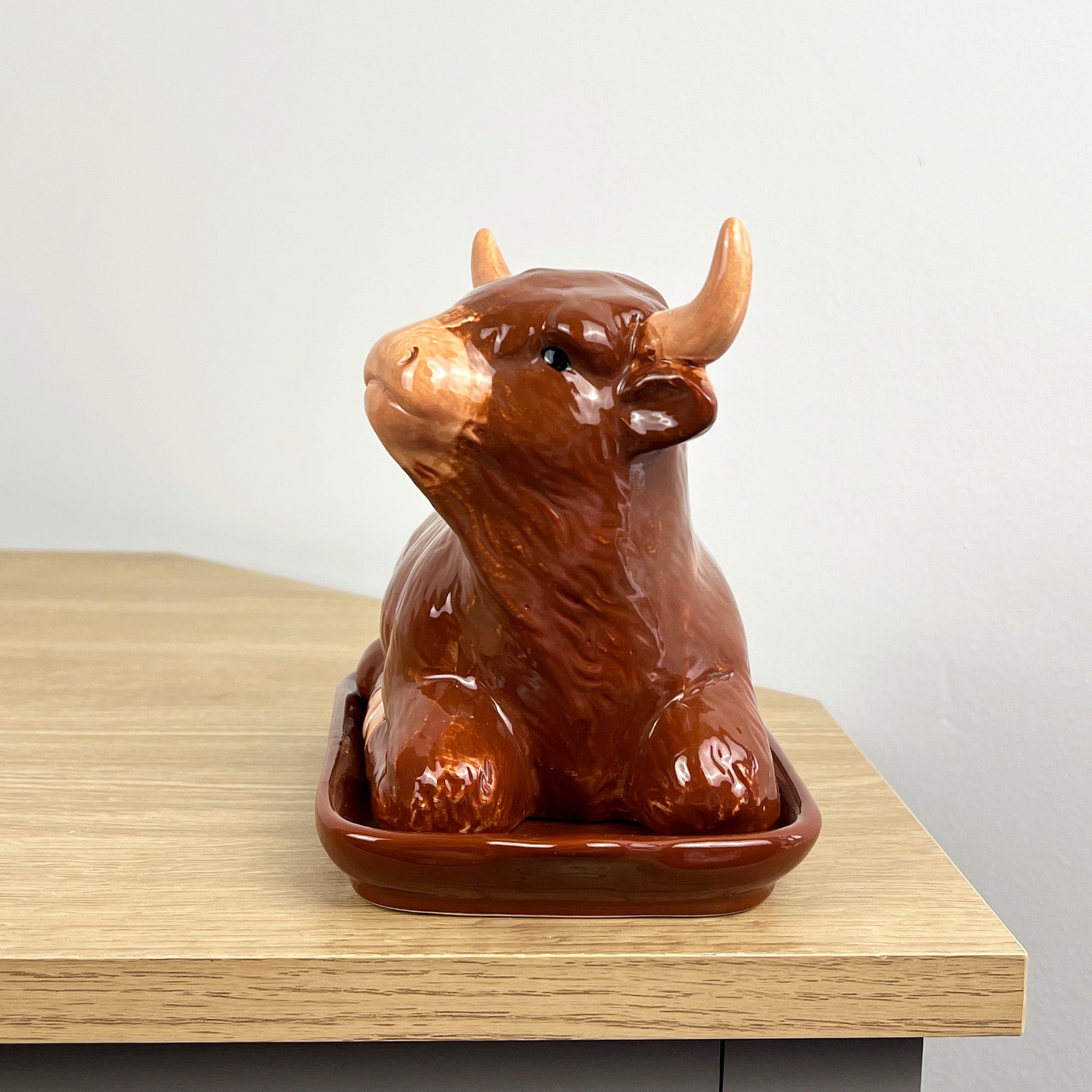 Highland Cow Shaped Butter Dish - Ceramic