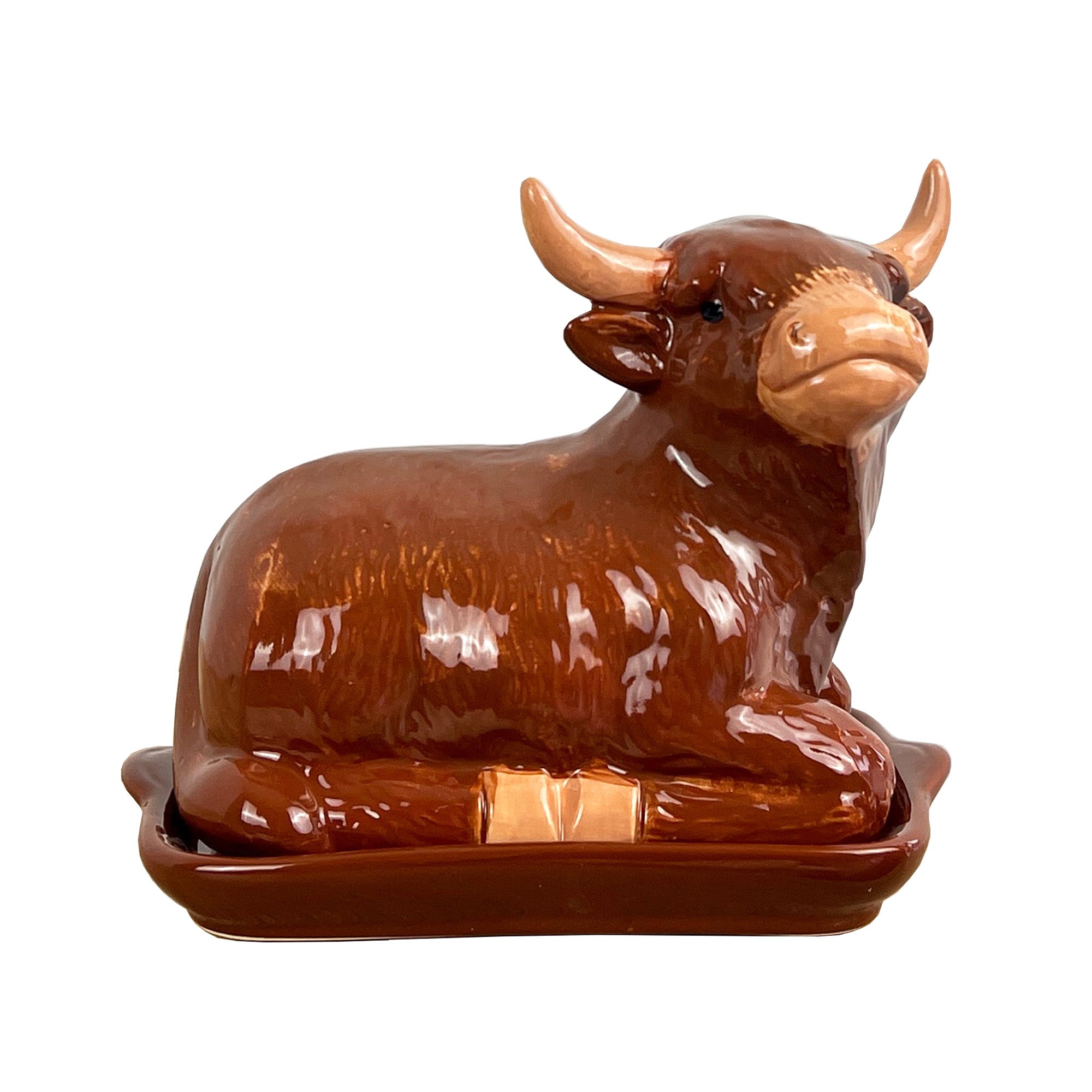 Highland Cow Shaped Butter Dish - Ceramic