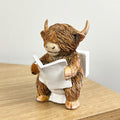 11.5cm Highland Cow on the Toilet Ornament - Resin