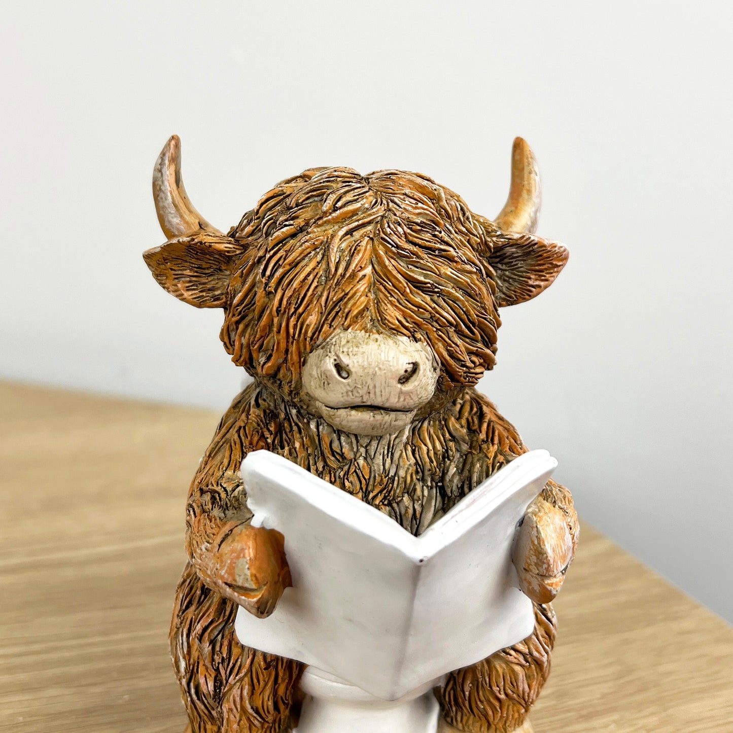 11.5cm Highland Cow on the Toilet Ornament - Resin