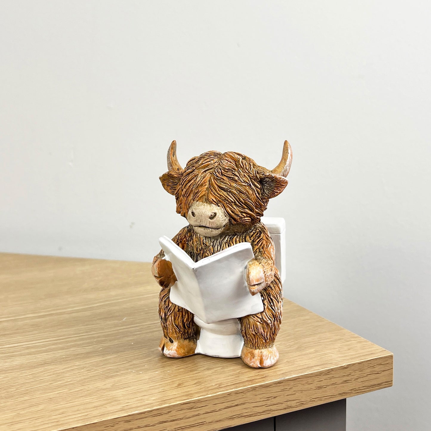 11.5cm Highland Cow on the Toilet Ornament - Resin