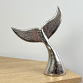 25cm Silver Whale Tail Ornament - Aluminium