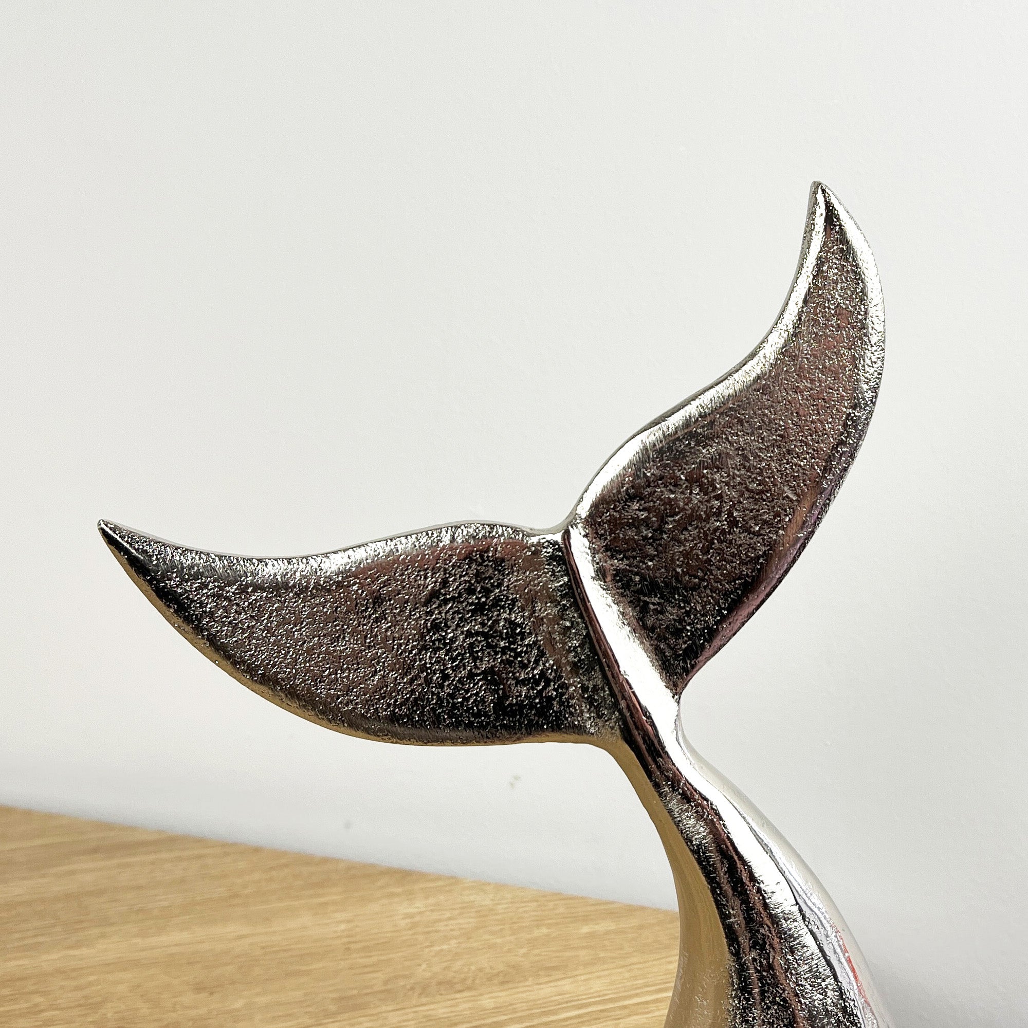 25cm Silver Whale Tail Ornament - Aluminium