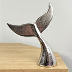 25cm Silver Whale Tail Ornament - Aluminium