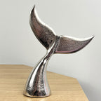 25cm Silver Whale Tail Ornament - Aluminium