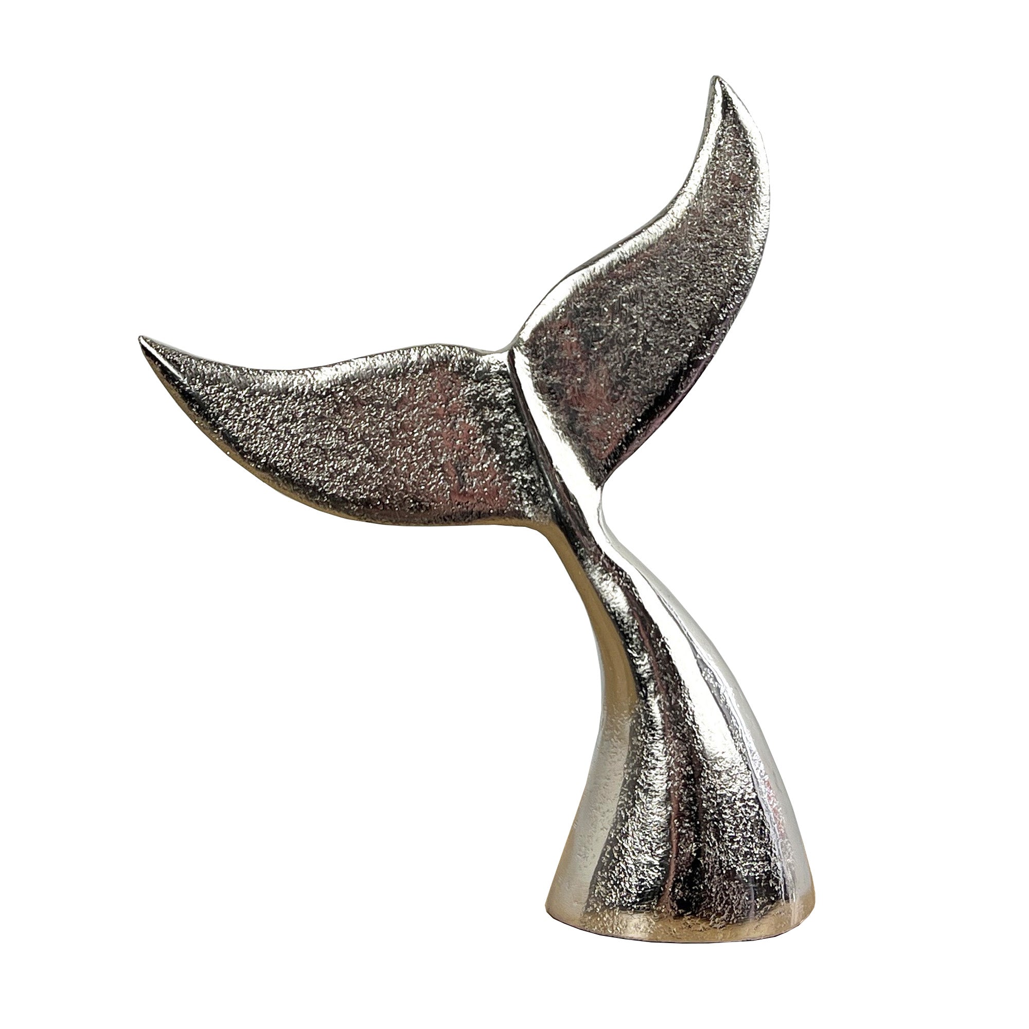 25cm Silver Whale Tail Ornament - Aluminium