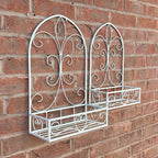 Set of 2 Vintage Style Wall Mounted Outdoor Planter Shelves - Cream