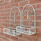 Set of 2 Vintage Style Wall Mounted Outdoor Planter Shelves - Cream