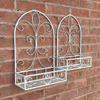 Set of 2 Vintage Style Wall Mounted Outdoor Planter Shelves - Cream