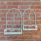 Set of 2 Vintage Style Wall Mounted Outdoor Planter Shelves - Cream