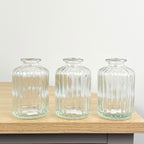 Set of 3 x 10cm Ribbed Glass Bud Vases - Clear