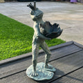 38cm Large Frog Holding Flower Garden Ornament / Statue - Resin