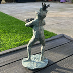 38cm Large Frog Holding Flower Garden Ornament / Statue - Resin