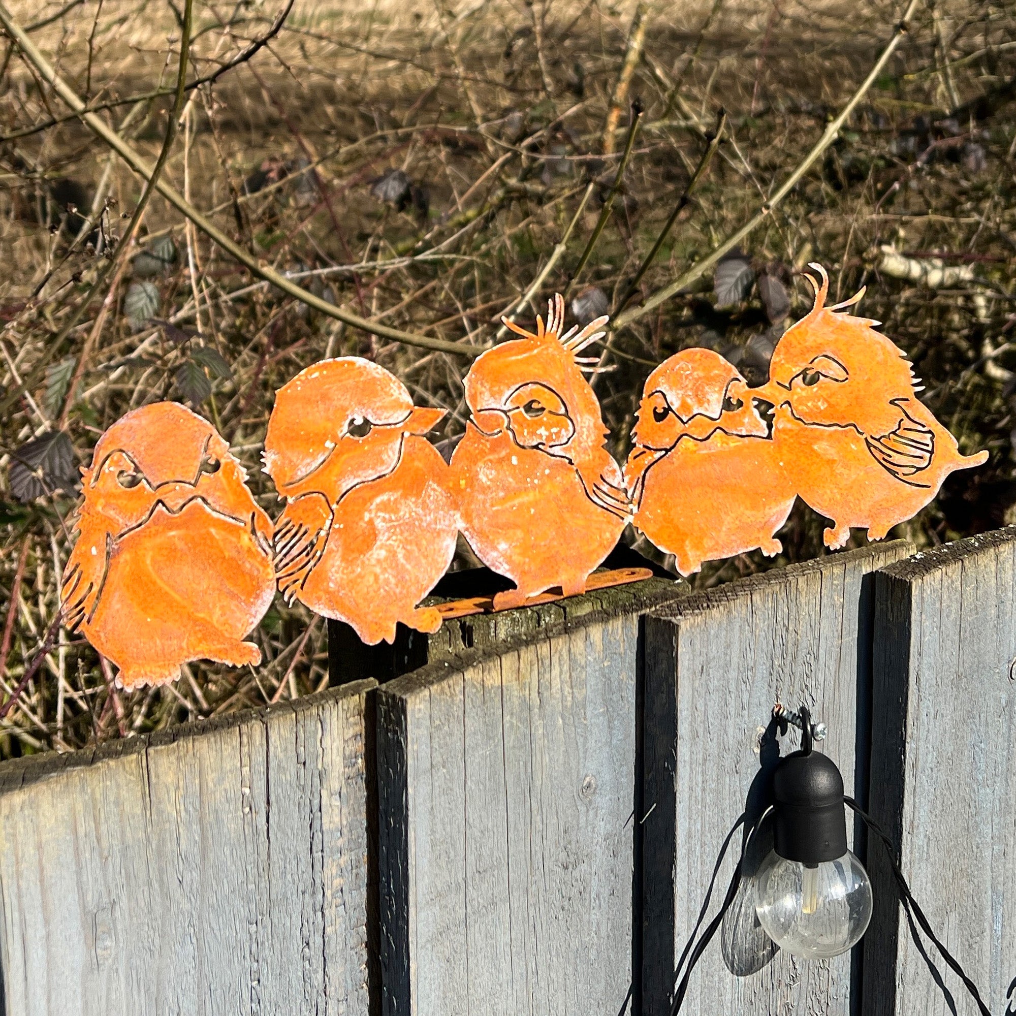 34cm Rusty Metal Birds Silhouette Decorative Fence Topper