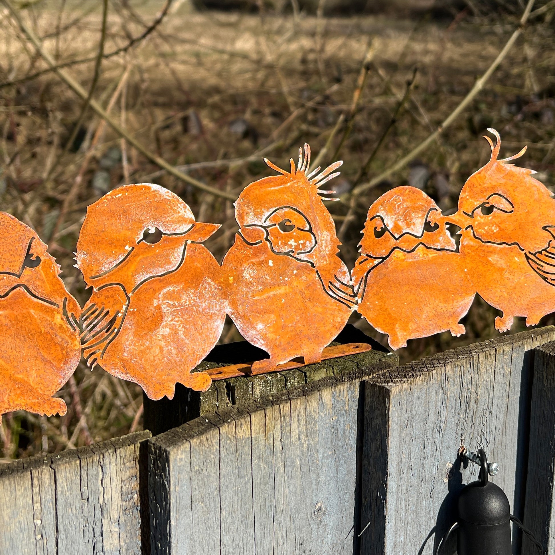 34cm Rusty Metal Birds Silhouette Decorative Fence Topper
