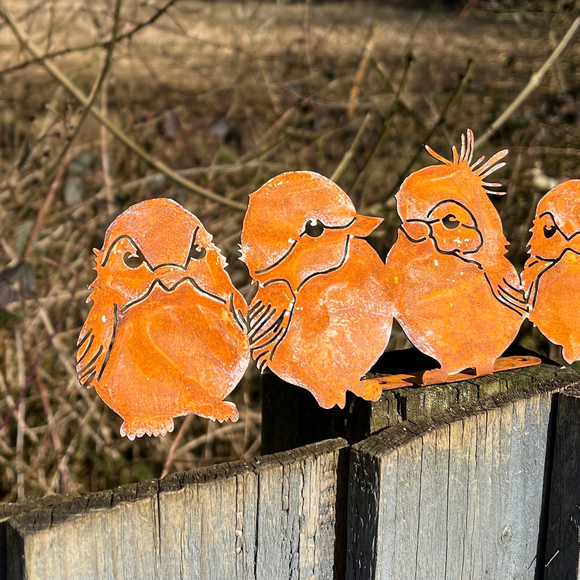 34cm Rusty Metal Birds Silhouette Decorative Fence Topper