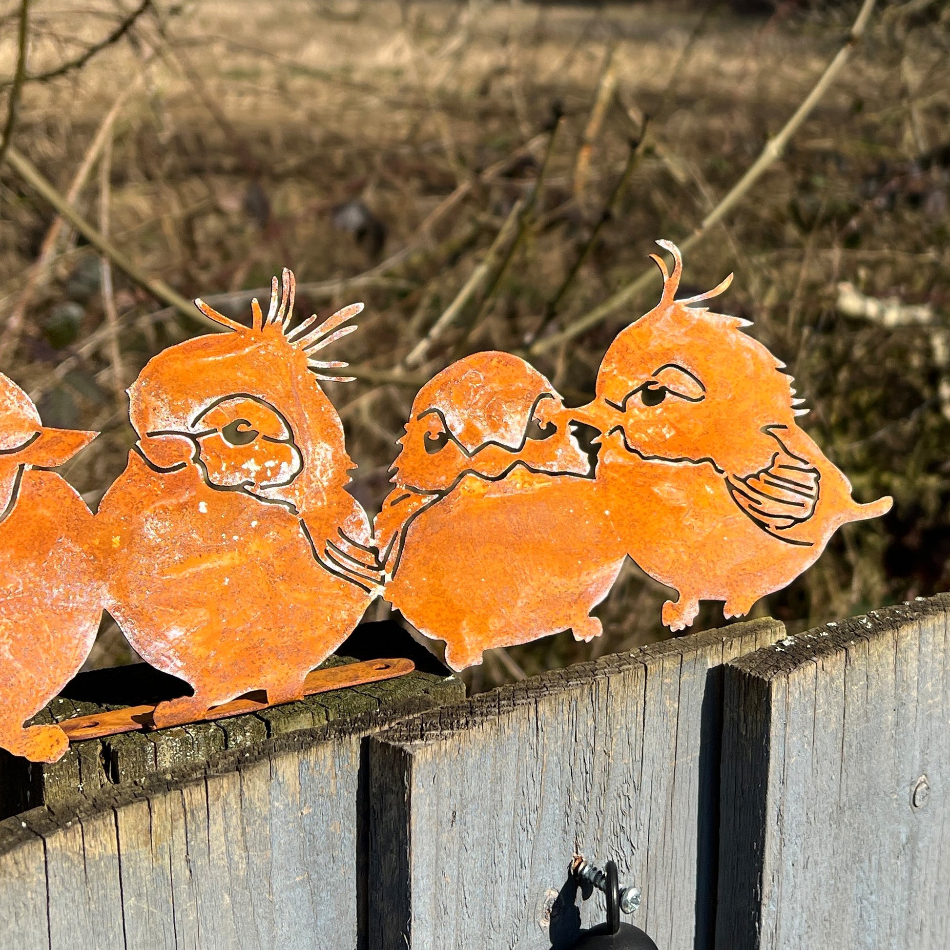 34cm Rusty Metal Birds Silhouette Decorative Fence Topper