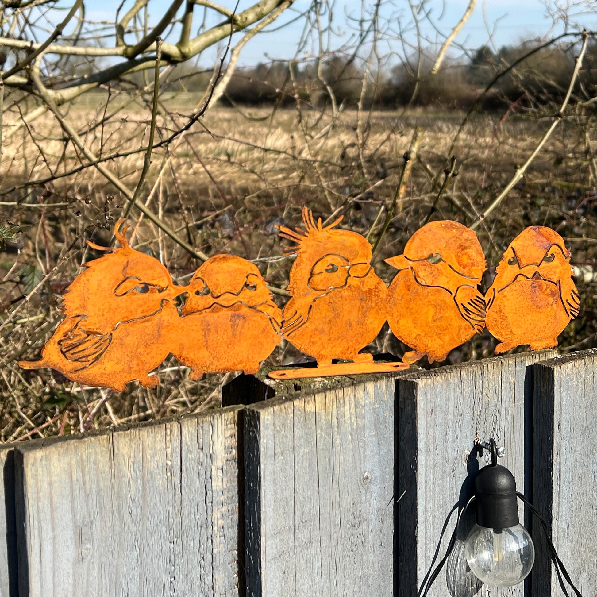 34cm Rusty Metal Birds Silhouette Decorative Fence Topper