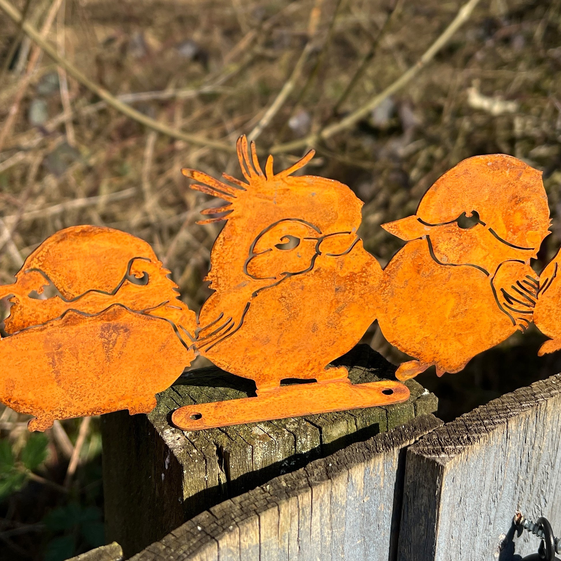 34cm Rusty Metal Birds Silhouette Decorative Fence Topper