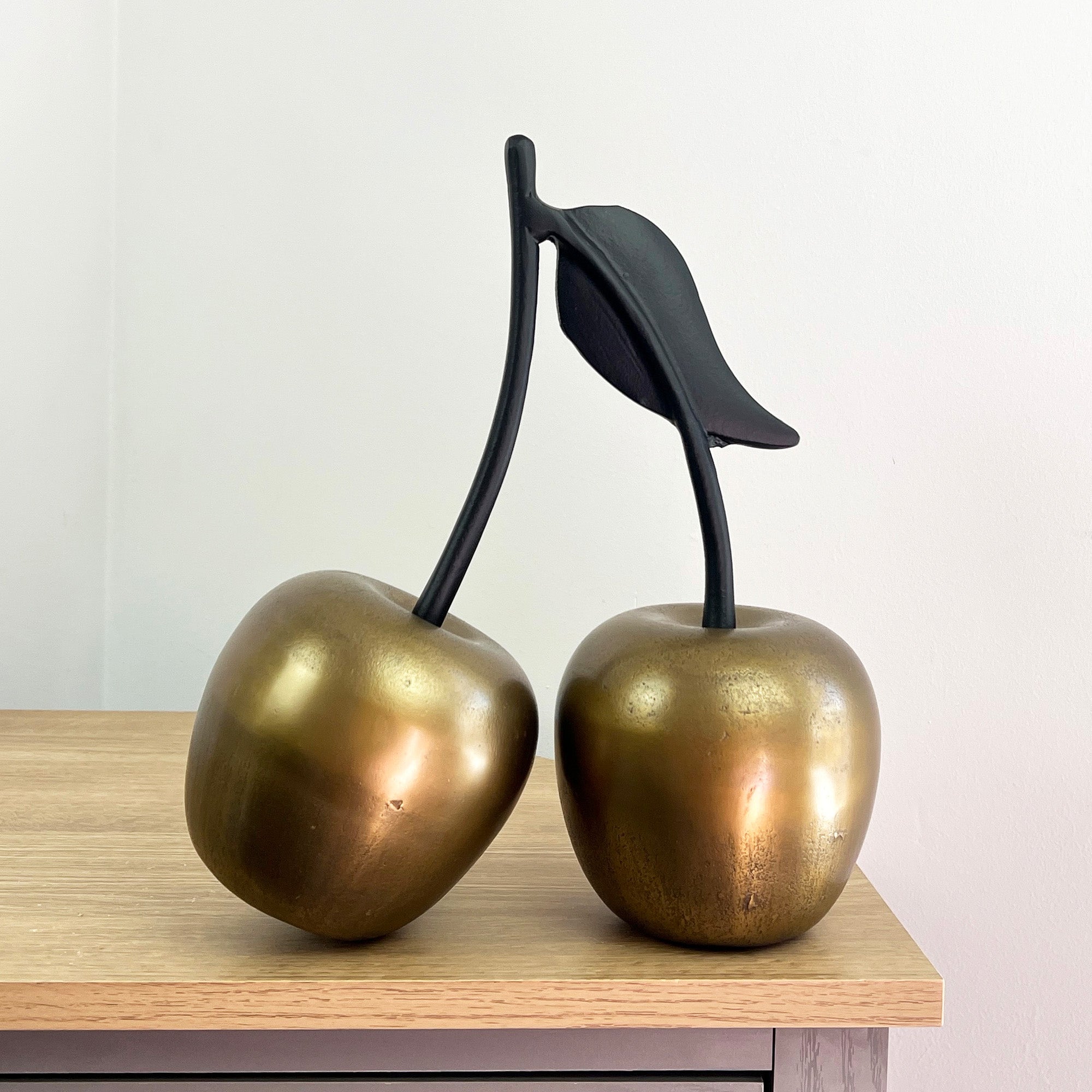 32cm Large Metal Cherry Fruit Ornament – Gold