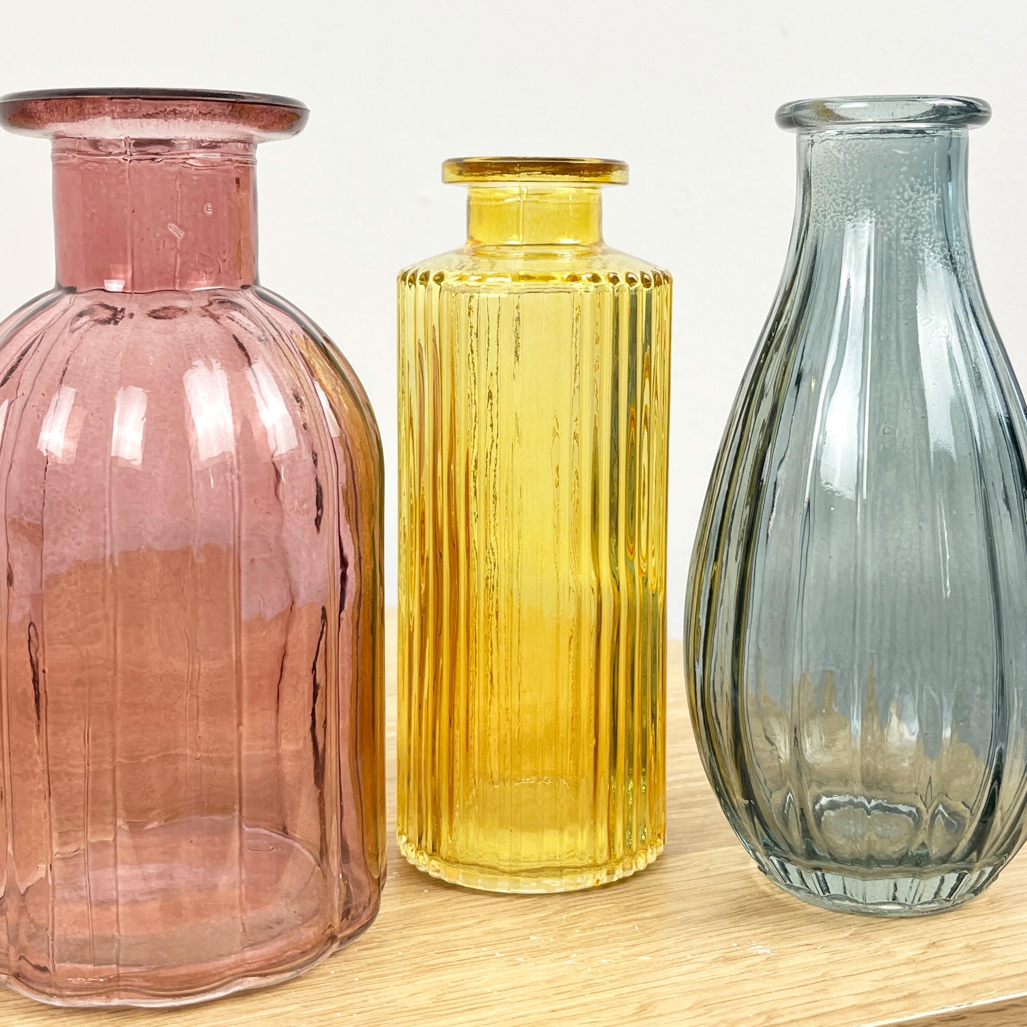 3 Piece Glass Bud Vase Set - Eclectic Mix
