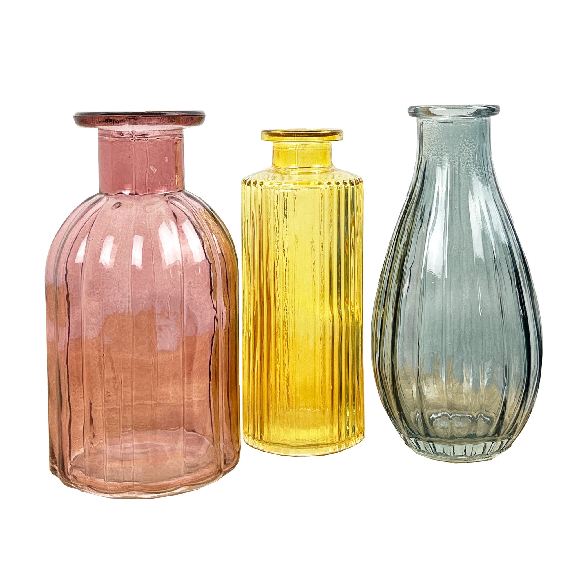 3 Piece Glass Bud Vase Set - Eclectic Mix