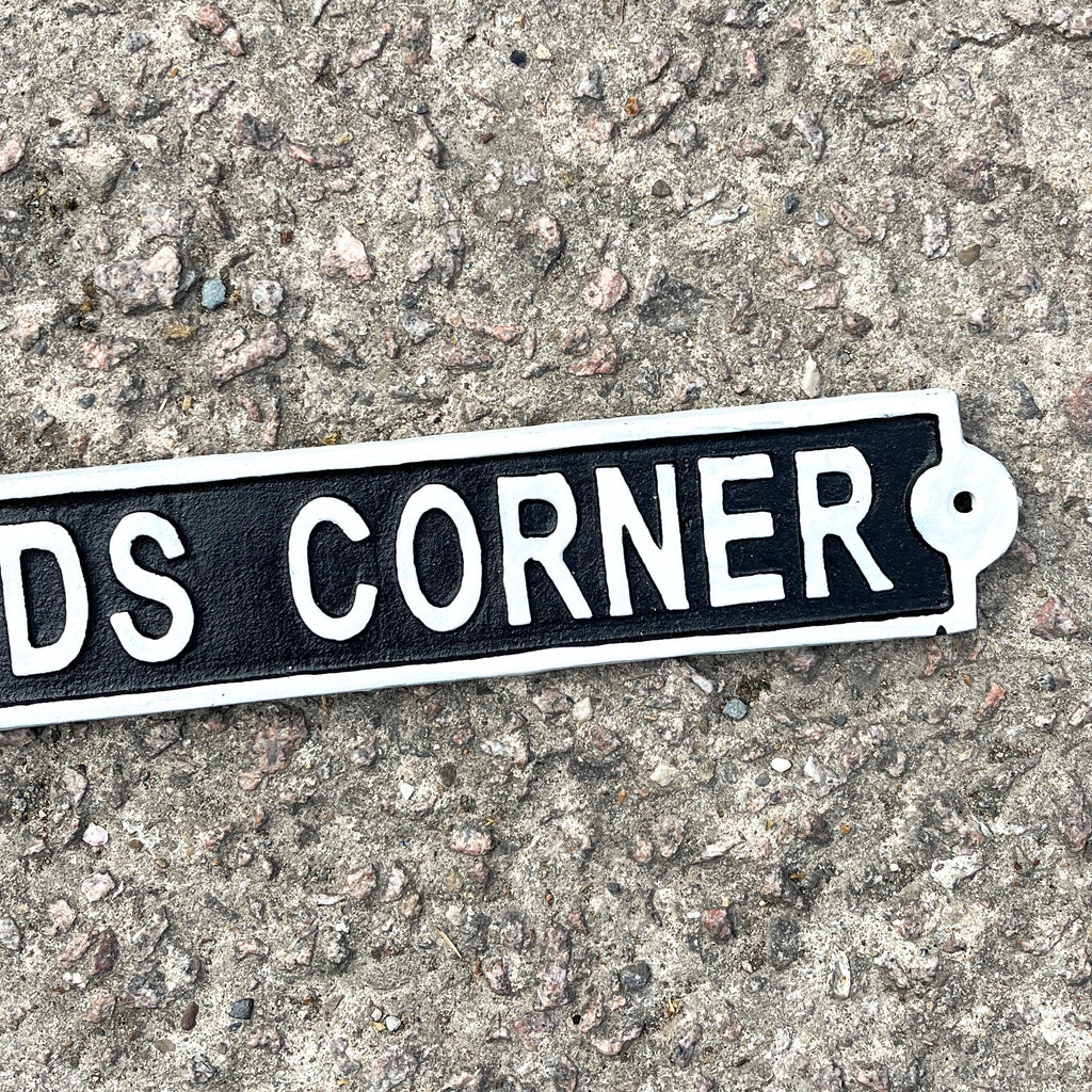 45cm Cast Iron 'Piss Heads Corner' Wall Sign / Plaque