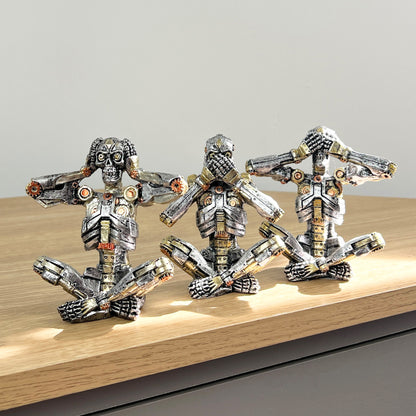 See Speak and Hear No Evil Steampunk Skeleton Figurines - Resin