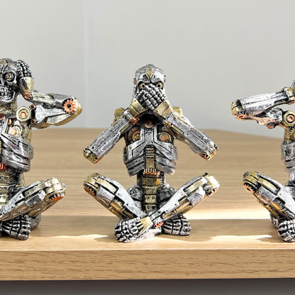 See Speak and Hear No Evil Steampunk Skeleton Figurines - Resin