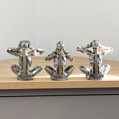 See Speak and Hear No Evil Steampunk Skeleton Figurines - Resin