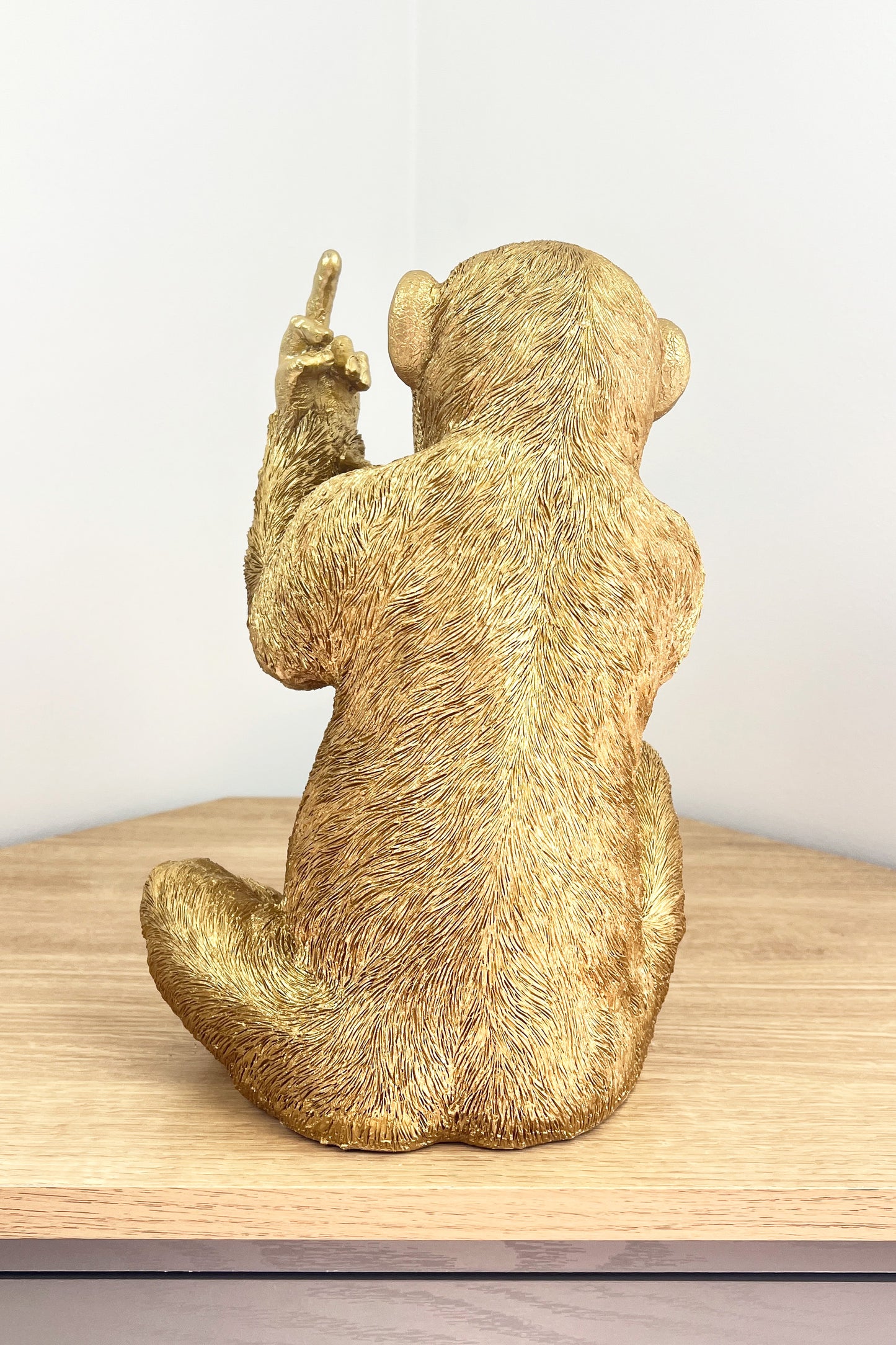 Gold Swearing Monkey Giving the Finger Ornament - Resin