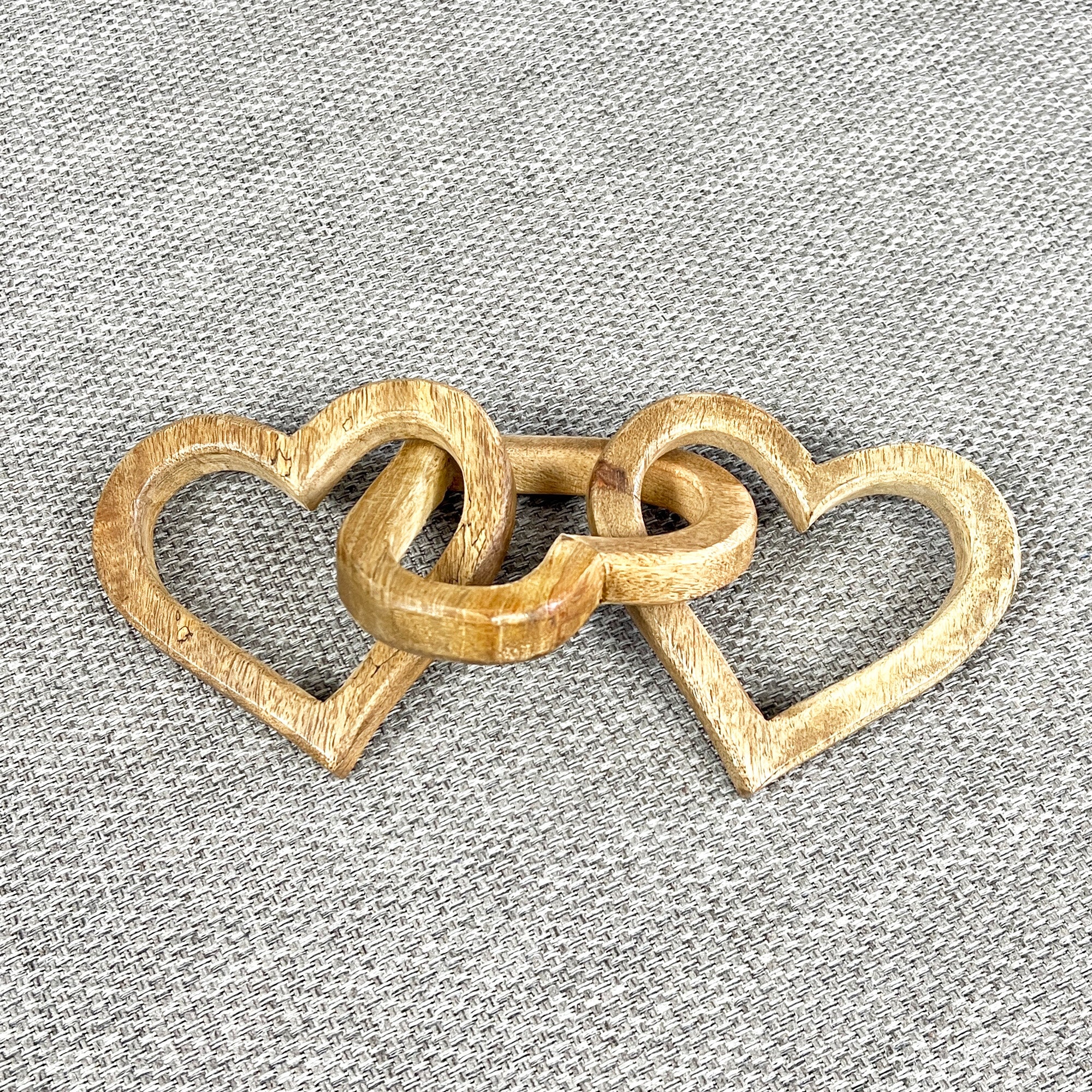 3 Heart Mango Wood Decorative Chain - 30cm